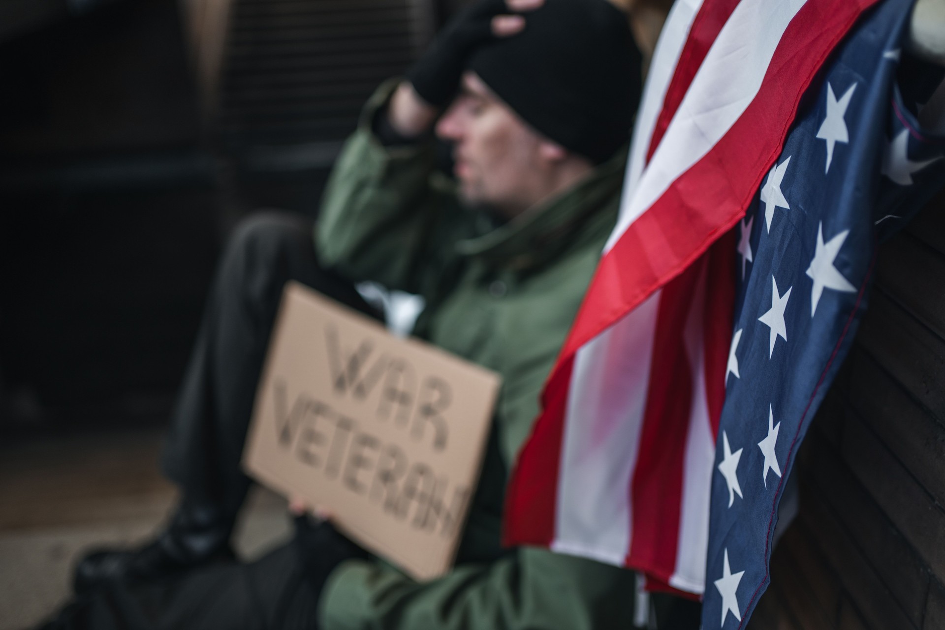 American army veteran begging on the street